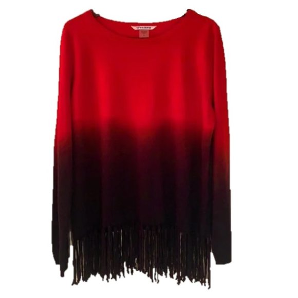 PETER NYGARD NEW Med RED INDIGO DIP OMBRE Womens TOP / SWEATER NWT Christmas🎁